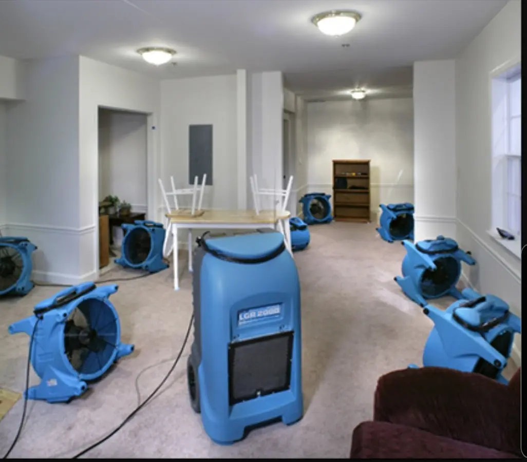 Air movers and dehumidifier setup for Water Damage Restoration in Wilton Manors