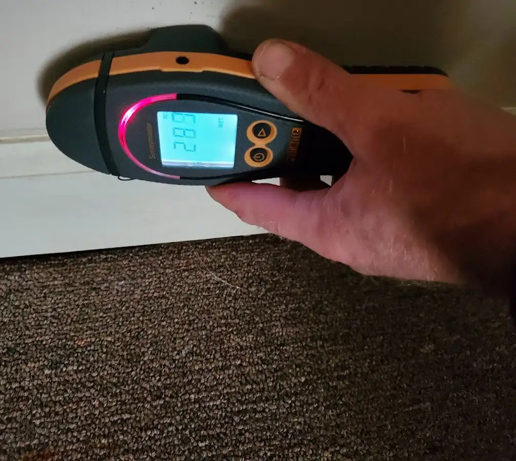 Moisture detection at baseboard during Sewage Cleanup & Sanitation in Wilton Manors